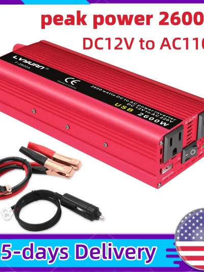 DC12V to AC110V 1500W/2000W/2600W Portable Car Inverter Charger