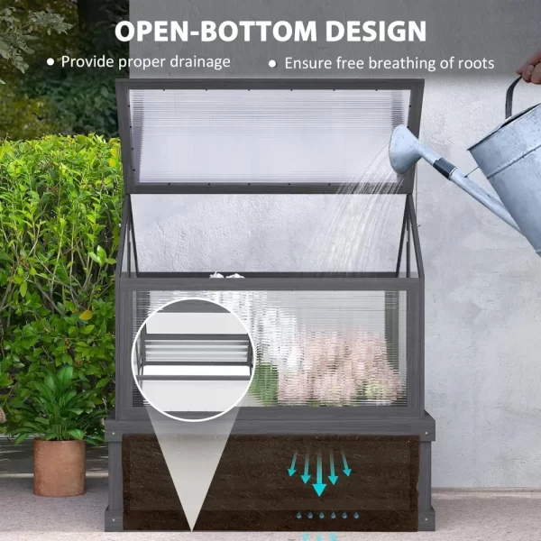 Raised Garden Bed with Polycarbonate Greenhouse, Wooden Cold Frame Greenhouse, Garden Flower Planter Protection - Image 4