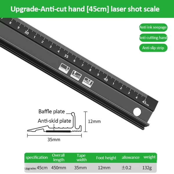 20/30/45cm Aluminum Straight Ruler Multifunctional - Image 10
