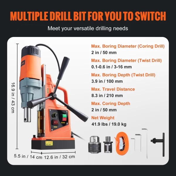 VEVOR 1300W 1400W 2" Electric Drilling Machine Magnetic Drill Press - Image 10