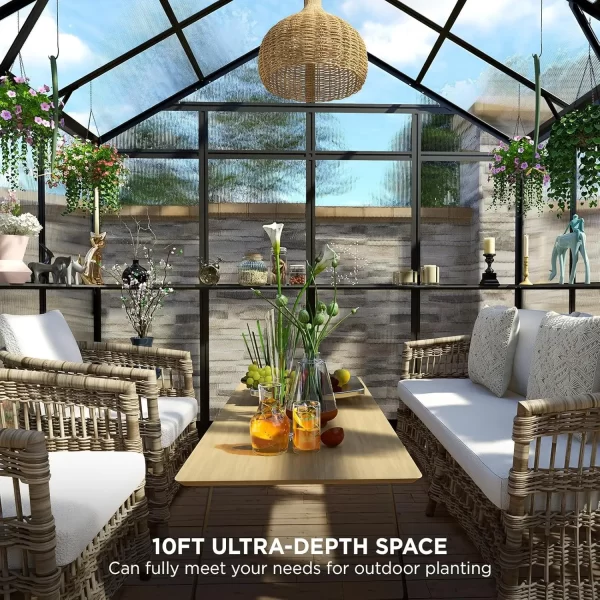 8x16x7.5 FT Polycarbonate Greenhouse Double with Swing Doors 4 Vents 5.2FT Added Wall Height, Walk-in Large Aluminum Greenhouse - Image 32