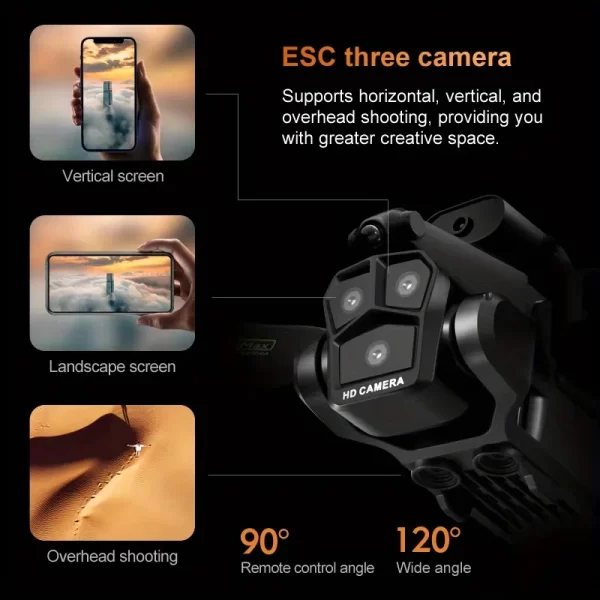 2 Batteries K10 MAX: 3 Camera Remote Control Drone w/camera - Image 5