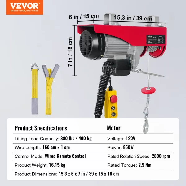 VEVOR 200-800kg Electric Hoist with Wired/Wireless Remote Control Lifting Crane Cable Hoist Winch for Boat Car Garage Elevator - Image 12