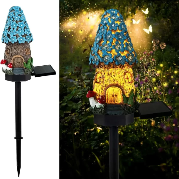 1pc creative solar resin mushroom house light, waterproof LED - Image 4