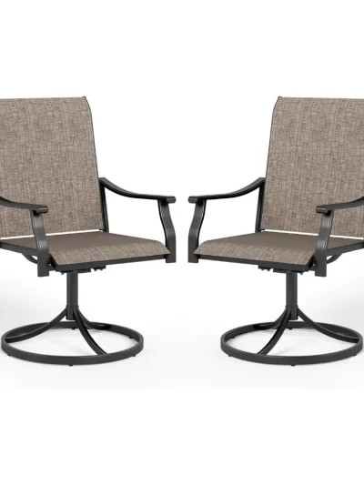 Swivel Patio Dining Chairs Set of 2, Outdoor Swivel Chairs with High Back,