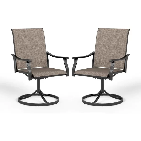 Swivel Patio Dining Chairs Set of 2, Outdoor Swivel Chairs with High Back,