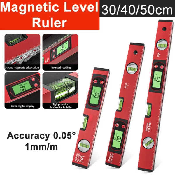 30/40/50cm Electronic Digital Display Level Ruler Magnetic
