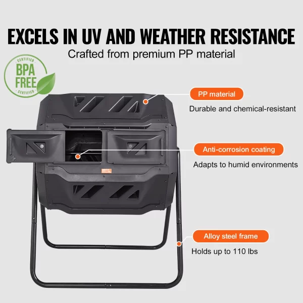 VEVOR Compost Bin 18.5/37/43-Gal Dual Chamber - Image 4