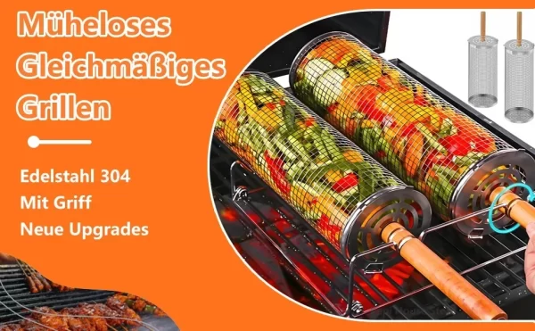 Nesting Barbecue BBQ Grill Baskets with Handles, 304 Stainless Steel - Image 10