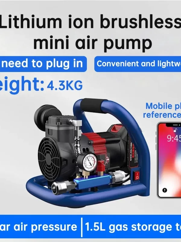 BOSSFF 21V Portable Air Compressor with Pressure Gauge Car Tire Pump - Image 4