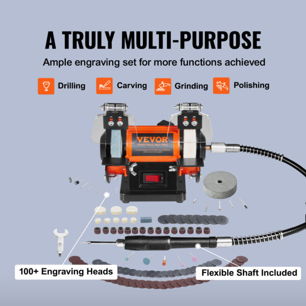 VEVOR 3in Jewelry Polisher Buffer Bench Grinder Polishing Machine - Image 14