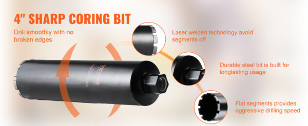 VEVOR 1500W 4in Bit Diamond Core Drill Machine Handheld Concrete Core Drill - Image 11