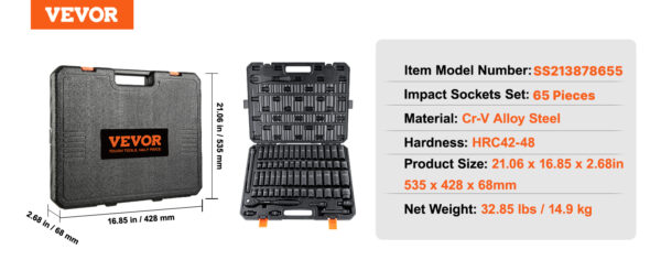 VEVOR 1/2" Drive Impact Socket Set  6 Point - Image 18