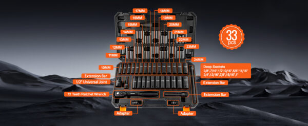 VEVOR 1/2" Drive Impact Socket Set  6 Point - Image 11