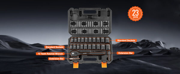 VEVOR 1/2" Drive Impact Socket Set  6 Point - Image 10