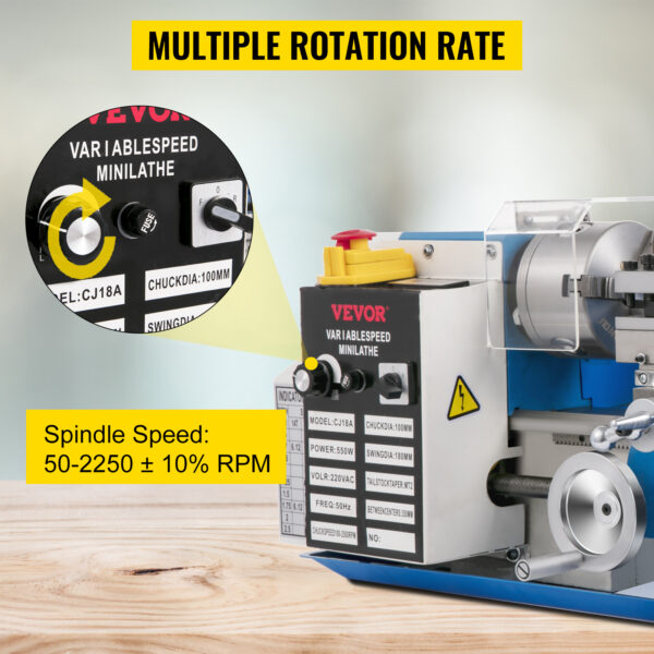 VEVOR Mini Metal Lathe Machine 7"x14" - Image 17