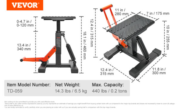 VEVOR Motorcycle Jack Lift Stand 440 lbs - Image 13