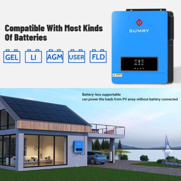Sumry 3600W Hybrid Solar Inverter 24V 110V Pure Sine Wave on/Off Grid Inverter - Image 10