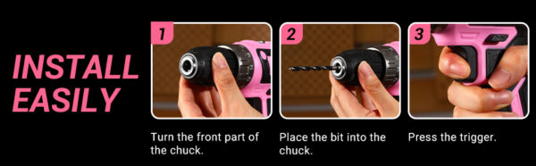 Power Drill Cordless: DEKO Pink Cordless Drill 20V Electric Power Drill Set Tool for Women - Image 12