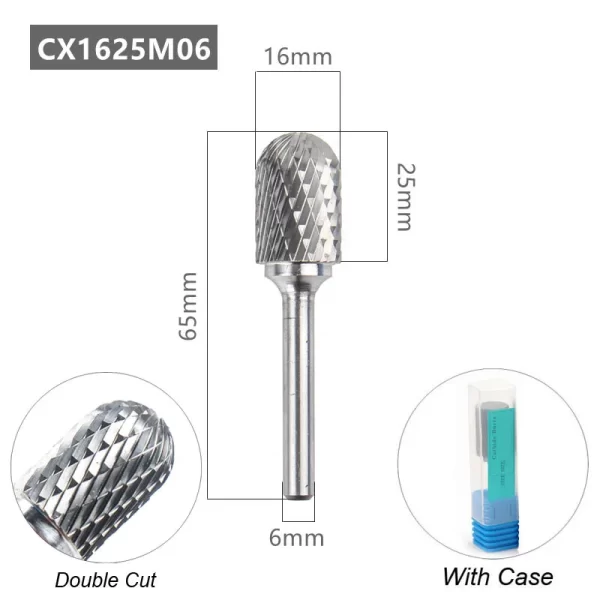 Tungsten Carbide Rotary File Burr Style C 6mm 1/4 Shank - Image 10