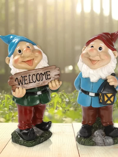 Funny Resin Garden Gnome Statue Cartoon Naughty Dwarfs Figurines