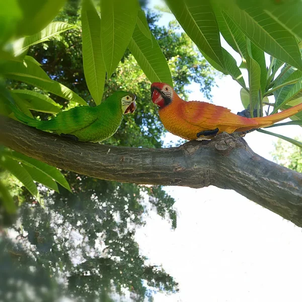 Resin Parrot Statue Wall Mounted DIY Outdoor Garden Tree Decoration Animal Sculpture - Image 5