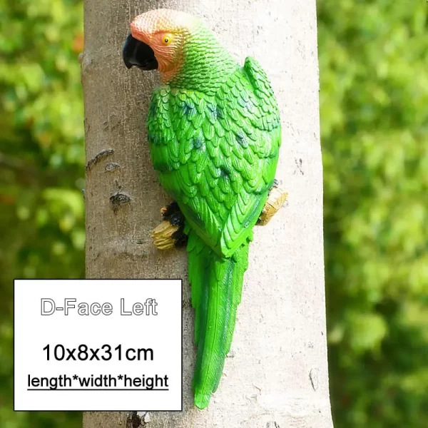 Resin Parrot Statue Wall Mounted DIY Outdoor Garden Tree Decoration Animal Sculpture - Image 8