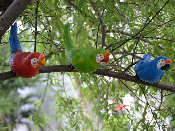 Resin Parrot Statue Wall Mounted DIY Outdoor Garden Tree Decoration Animal Sculpture - Image 39