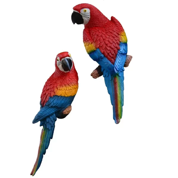 Resin Parrot Statue Wall Mounted DIY Outdoor Garden Tree Decoration Animal Sculpture - Image 6