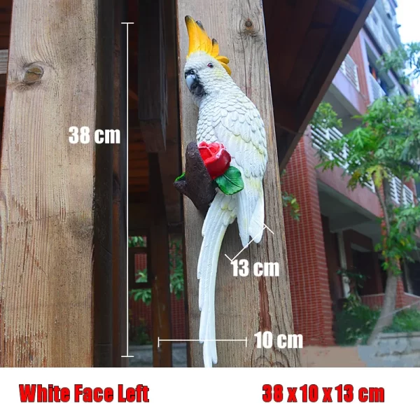 Resin Parrot Statue Wall Mounted DIY Outdoor Garden Tree Decoration Animal Sculpture - Image 21