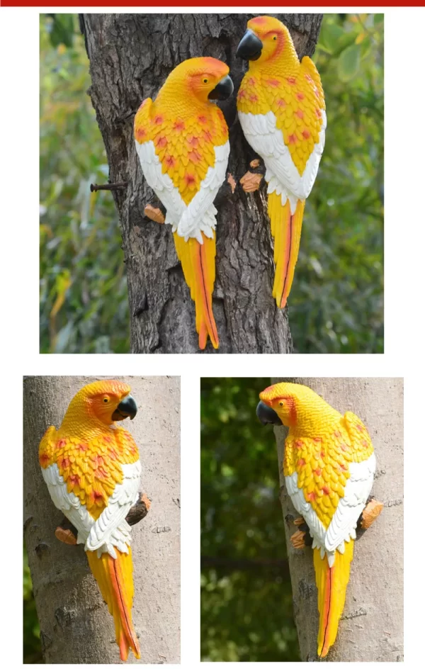 Resin Parrot Statue Wall Mounted DIY Outdoor Garden Tree Decoration Animal Sculpture - Image 29