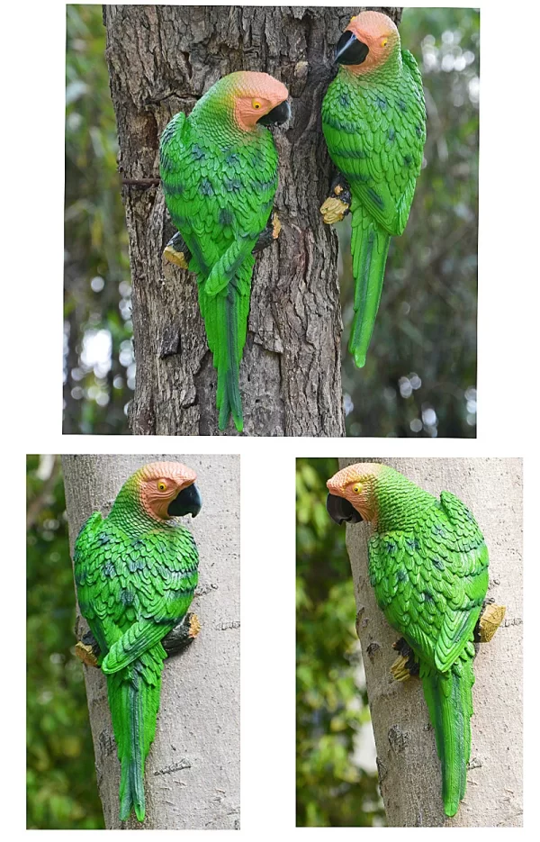 Resin Parrot Statue Wall Mounted DIY Outdoor Garden Tree Decoration Animal Sculpture - Image 32