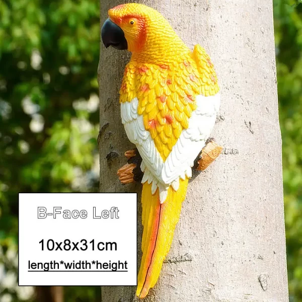 Resin Parrot Statue Wall Mounted DIY Outdoor Garden Tree Decoration Animal Sculpture - Image 9