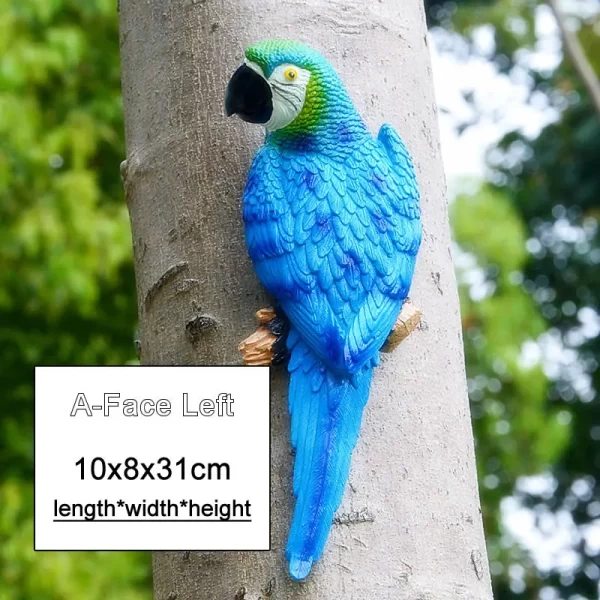 Resin Parrot Statue Wall Mounted DIY Outdoor Garden Tree Decoration Animal Sculpture - Image 10
