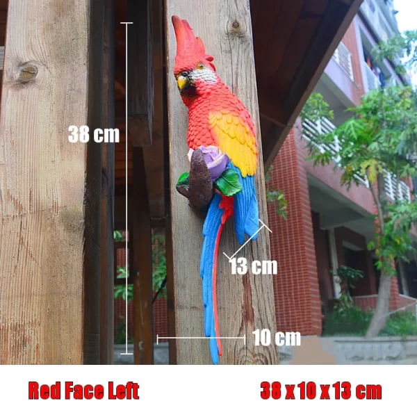 Resin Parrot Statue Wall Mounted DIY Outdoor Garden Tree Decoration Animal Sculpture - Image 22