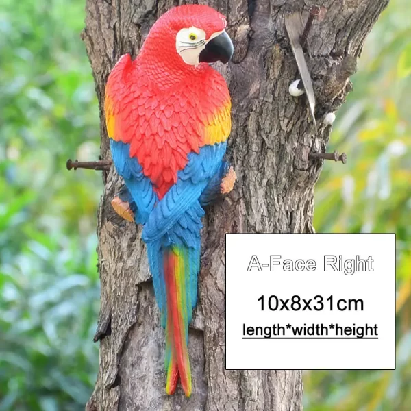 Resin Parrot Statue Wall Mounted DIY Outdoor Garden Tree Decoration Animal Sculpture - Image 25