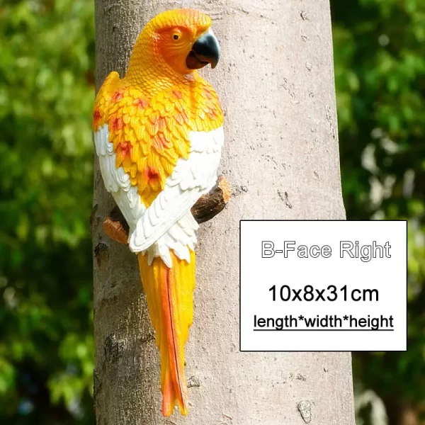 Resin Parrot Statue Wall Mounted DIY Outdoor Garden Tree Decoration Animal Sculpture - Image 19
