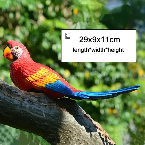 Resin Parrot Statue Wall Mounted DIY Outdoor Garden Tree Decoration Animal Sculpture - Image 14