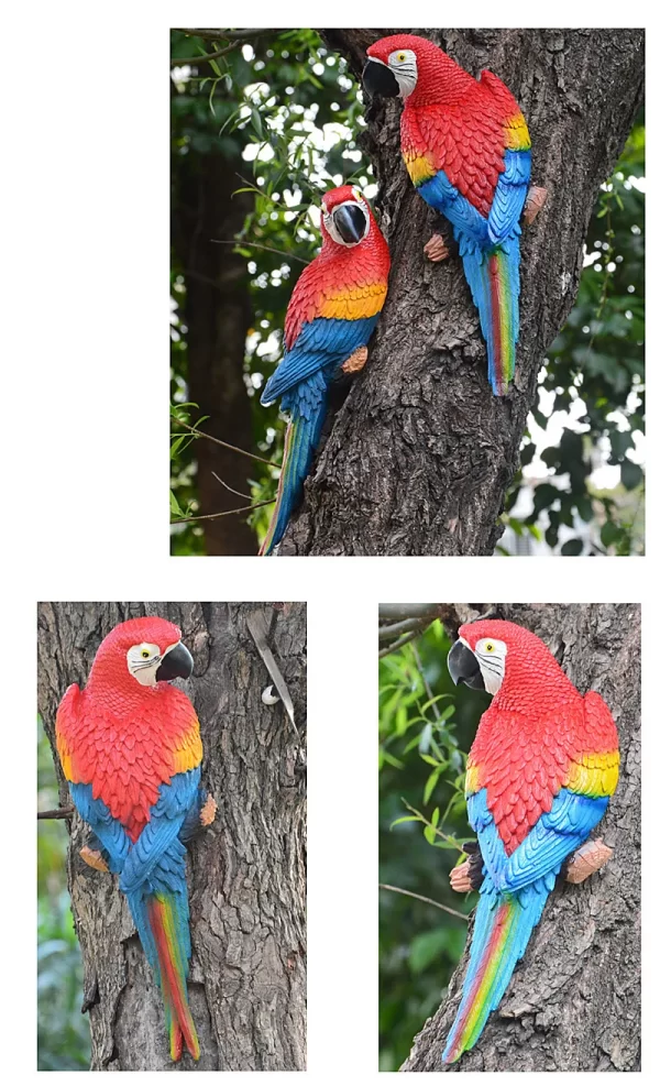 Resin Parrot Statue Wall Mounted DIY Outdoor Garden Tree Decoration Animal Sculpture - Image 30