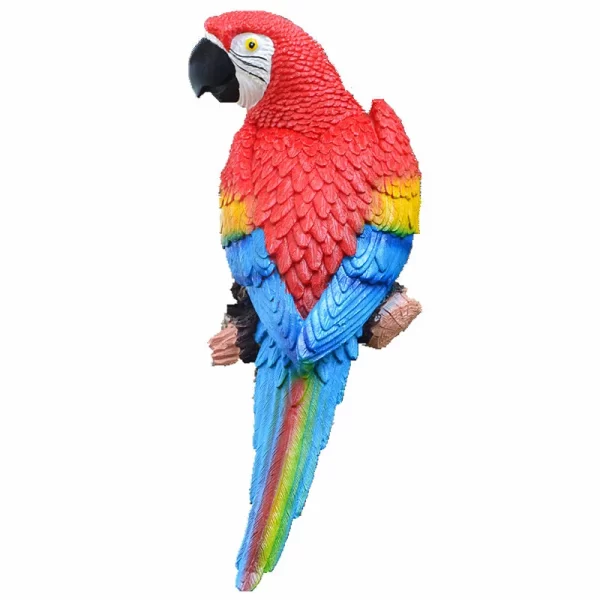 Resin Parrot Statue Wall Mounted DIY Outdoor Garden Tree Decoration Animal Sculpture - Image 4