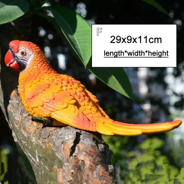Resin Parrot Statue Wall Mounted DIY Outdoor Garden Tree Decoration Animal Sculpture - Image 15