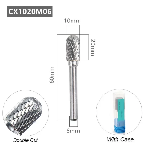 Tungsten Carbide Rotary File Burr Style C 6mm 1/4 Shank - Image 11