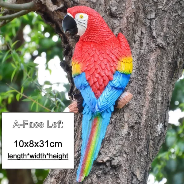 Resin Parrot Statue Wall Mounted DIY Outdoor Garden Tree Decoration Animal Sculpture - Image 26