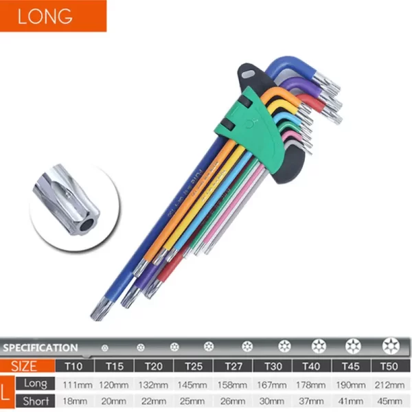 Allen Key Set L Wrench Kit For Allen Screw 9PCS Long Arm Hex Key Set - Image 5