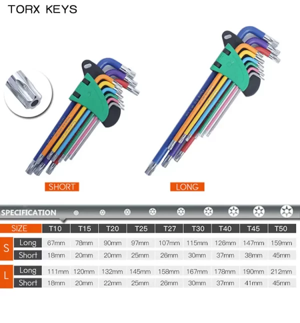 Allen Key Set L Wrench Kit For Allen Screw 9PCS Long Arm Hex Key Set - Image 12