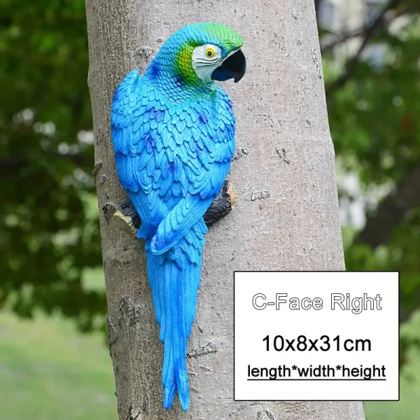 Resin Parrot Statue Wall Mounted DIY Outdoor Garden Tree Decoration Animal Sculpture - Image 20