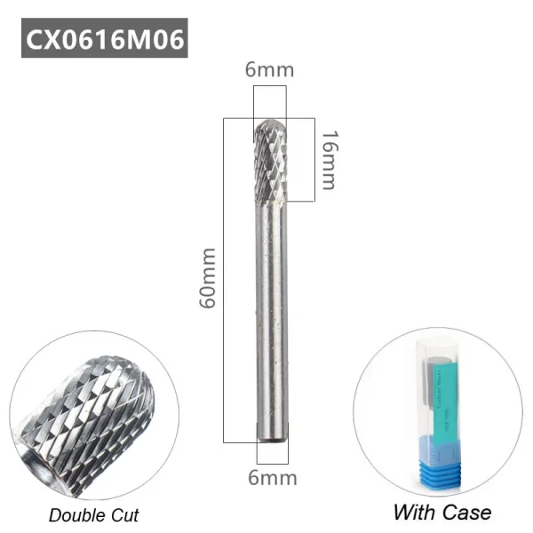Tungsten Carbide Rotary File Burr Style C 6mm 1/4 Shank - Image 7