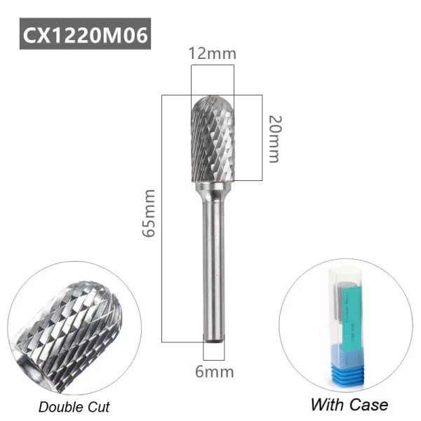 Tungsten Carbide Rotary File Burr Style C 6mm 1/4 Shank - Image 12