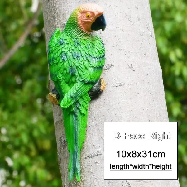 Resin Parrot Statue Wall Mounted DIY Outdoor Garden Tree Decoration Animal Sculpture - Image 7