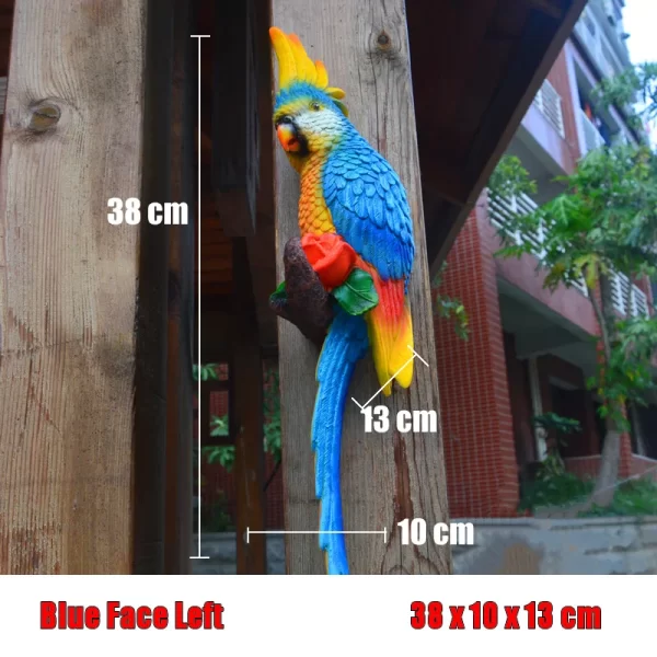 Resin Parrot Statue Wall Mounted DIY Outdoor Garden Tree Decoration Animal Sculpture - Image 24
